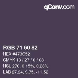 カラーコード: RGB 71 60 82 | qconv.com