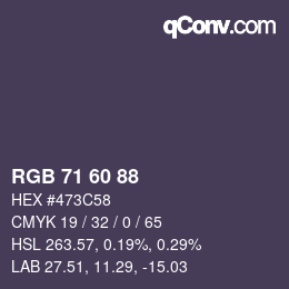 颜色代码: RGB 71 60 88 | qconv.com