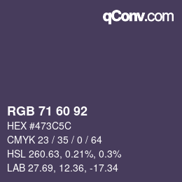 カラーコード: RGB 71 60 92 | qconv.com