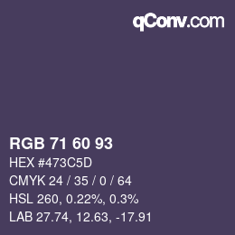 颜色代码: RGB 71 60 93 | qconv.com
