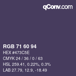 颜色代码: RGB 71 60 94 | qconv.com