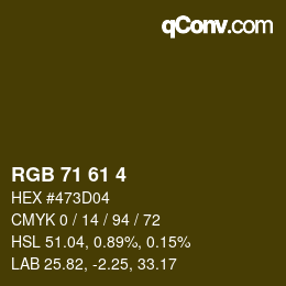 Color code: RGB 71 61 4 | qconv.com