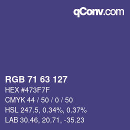 Color code: RGB 71 63 127 | qconv.com
