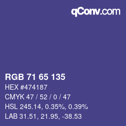 Color code: RGB 71 65 135 | qconv.com