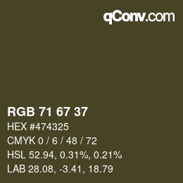 颜色代码: RGB 71 67 37 | qconv.com