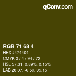 カラーコード: RGB 71 68 4 | qconv.com