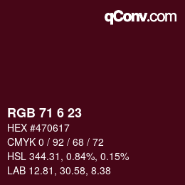 カラーコード: RGB 71 6 23 | qconv.com