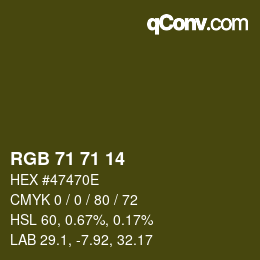 Color code: RGB 71 71 14 | qconv.com