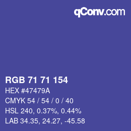 Color code: RGB 71 71 154 | qconv.com