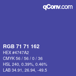 Color code: RGB 71 71 162 | qconv.com