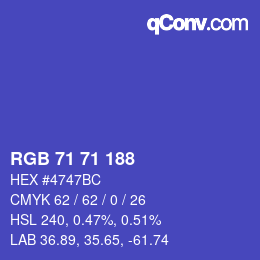Color code: RGB 71 71 188 | qconv.com