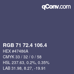 カラーコード: RGB 71 72.4 106.4 | qconv.com