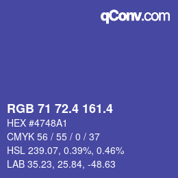 カラーコード: RGB 71 72.4 161.4 | qconv.com