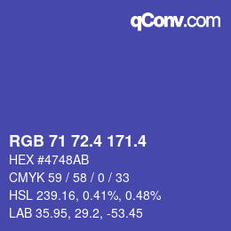カラーコード: RGB 71 72.4 171.4 | qconv.com