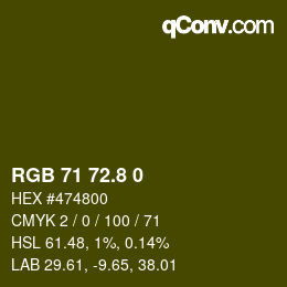 カラーコード: RGB 71 72.8 0 | qconv.com