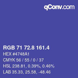 カラーコード: RGB 71 72.8 161.4 | qconv.com