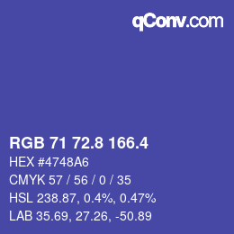カラーコード: RGB 71 72.8 166.4 | qconv.com