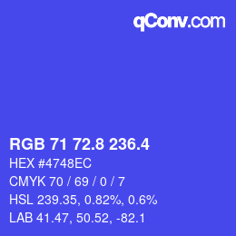 カラーコード: RGB 71 72.8 236.4 | qconv.com