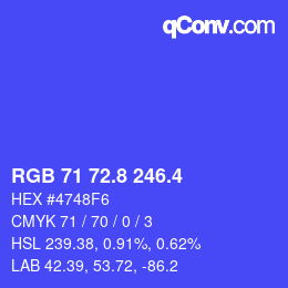 カラーコード: RGB 71 72.8 246.4 | qconv.com