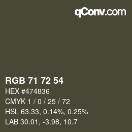 カラーコード: RGB 71 72 54 | qconv.com