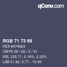 Código de color: RGB 71 73 99 | qconv.com
