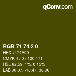 カラーコード: RGB 71 74.2 0 | qconv.com