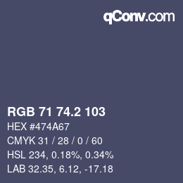 カラーコード: RGB 71 74.2 103 | qconv.com