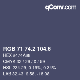 カラーコード: RGB 71 74.2 104.6 | qconv.com