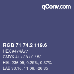 カラーコード: RGB 71 74.2 119.6 | qconv.com