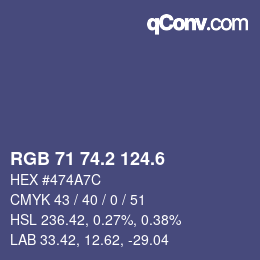 カラーコード: RGB 71 74.2 124.6 | qconv.com