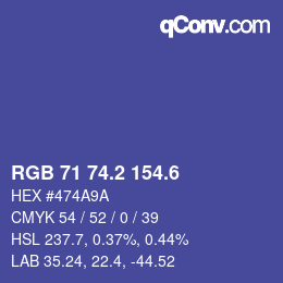 カラーコード: RGB 71 74.2 154.6 | qconv.com