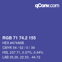 カラーコード: RGB 71 74.2 155 | qconv.com