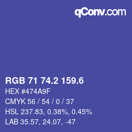 カラーコード: RGB 71 74.2 159.6 | qconv.com