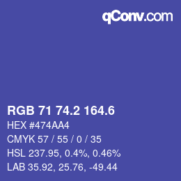 カラーコード: RGB 71 74.2 164.6 | qconv.com