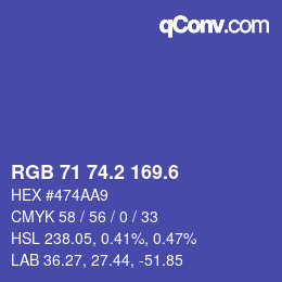 カラーコード: RGB 71 74.2 169.6 | qconv.com