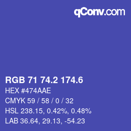 カラーコード: RGB 71 74.2 174.6 | qconv.com