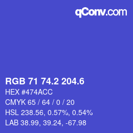 カラーコード: RGB 71 74.2 204.6 | qconv.com