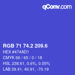 カラーコード: RGB 71 74.2 209.6 | qconv.com