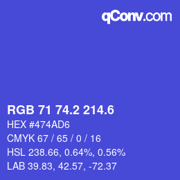 カラーコード: RGB 71 74.2 214.6 | qconv.com