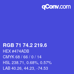 カラーコード: RGB 71 74.2 219.6 | qconv.com