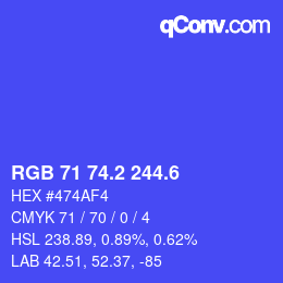 カラーコード: RGB 71 74.2 244.6 | qconv.com