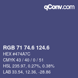 カラーコード: RGB 71 74.6 124.6 | qconv.com