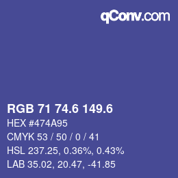 カラーコード: RGB 71 74.6 149.6 | qconv.com