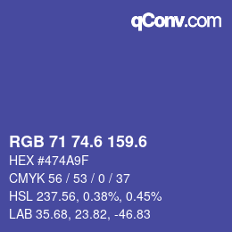 カラーコード: RGB 71 74.6 159.6 | qconv.com