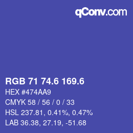 カラーコード: RGB 71 74.6 169.6 | qconv.com