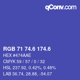 カラーコード: RGB 71 74.6 174.6 | qconv.com