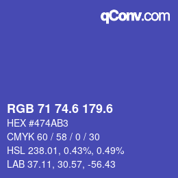 カラーコード: RGB 71 74.6 179.6 | qconv.com
