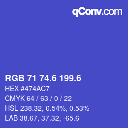 カラーコード: RGB 71 74.6 199.6 | qconv.com