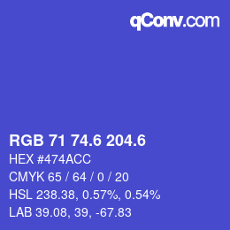 カラーコード: RGB 71 74.6 204.6 | qconv.com