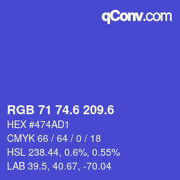 カラーコード: RGB 71 74.6 209.6 | qconv.com